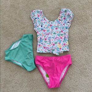 NWT girls 3 piece Flap Happy swim set size 6